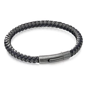 Fred Bennett Grey & Blue Leather Woven Bracelet
