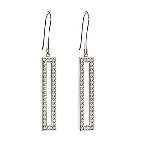 Fiorelli Silver Pave Rectangular Drop Earrings
