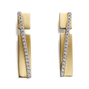 Fiorelli Gold Plated & Clear CZ Pave Band Drop Earrings