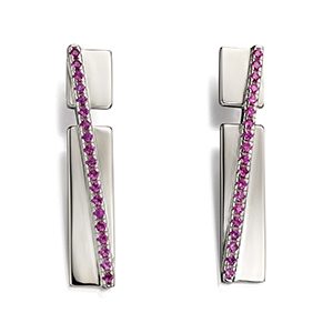Fiorelli Silver & Pink CZ Pave Band Drop Earrings