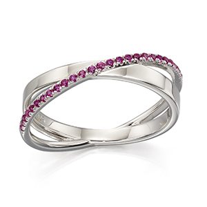 Fiorelli Silver Imitation Ruby Crossover Ring